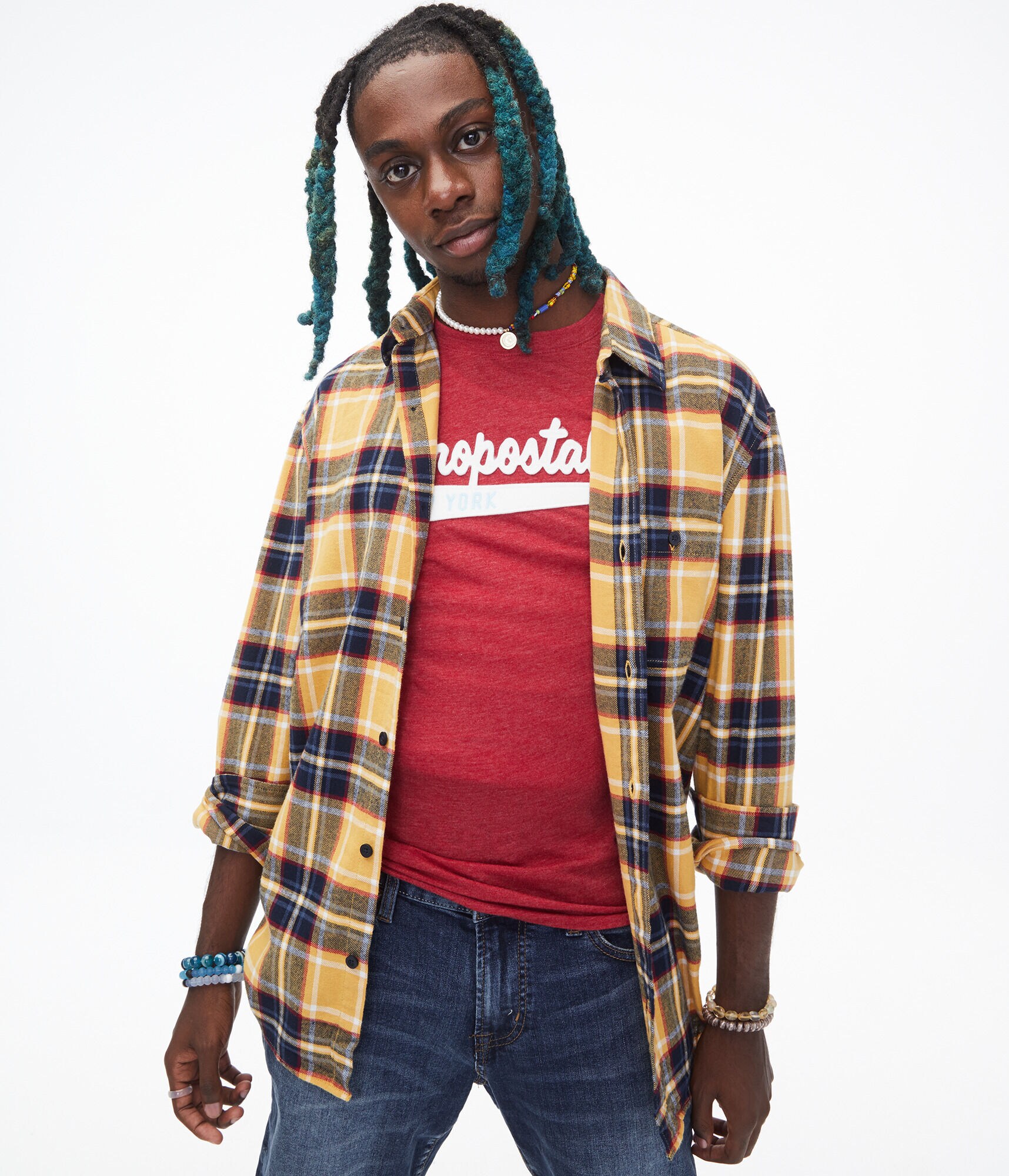 Long Sleeve Plaid Button-Down Shirt