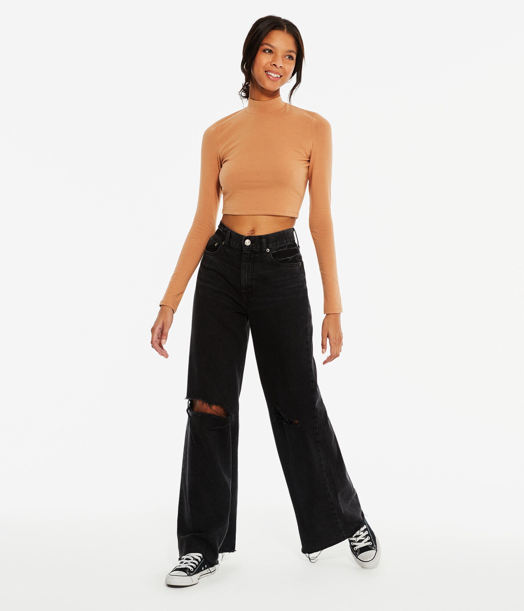 Long Sleeve Seriously Soft Mock-Neck Crop Top