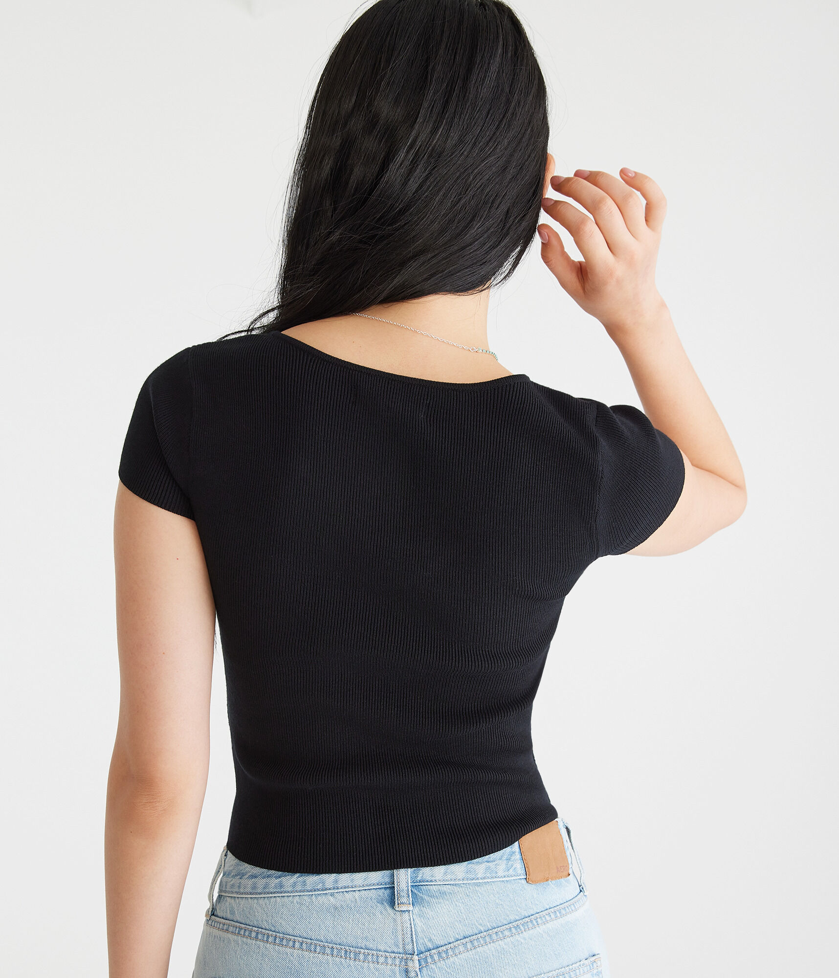 Pointelle Knit Crop Top