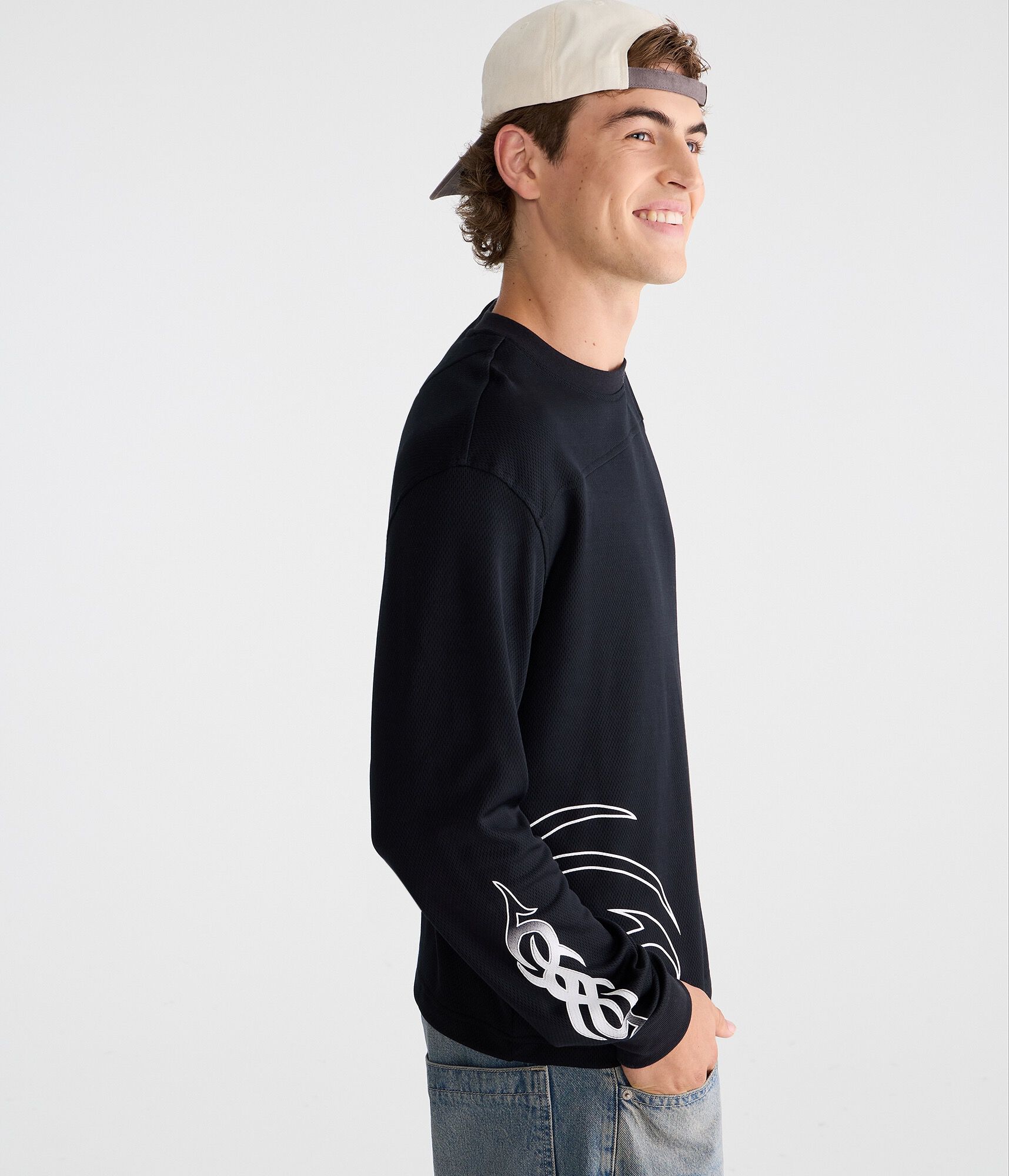 Long Sleeve Tribal Tattoo Boxy Mesh Jersey