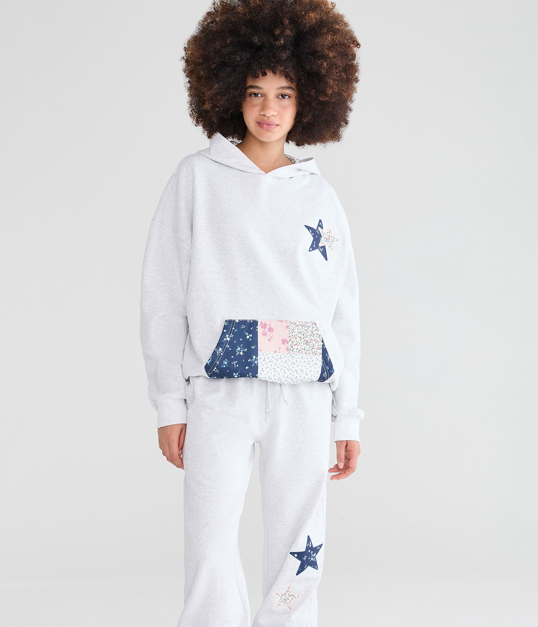 Cloud Soft Star Patchwork Pullover Hoodie
