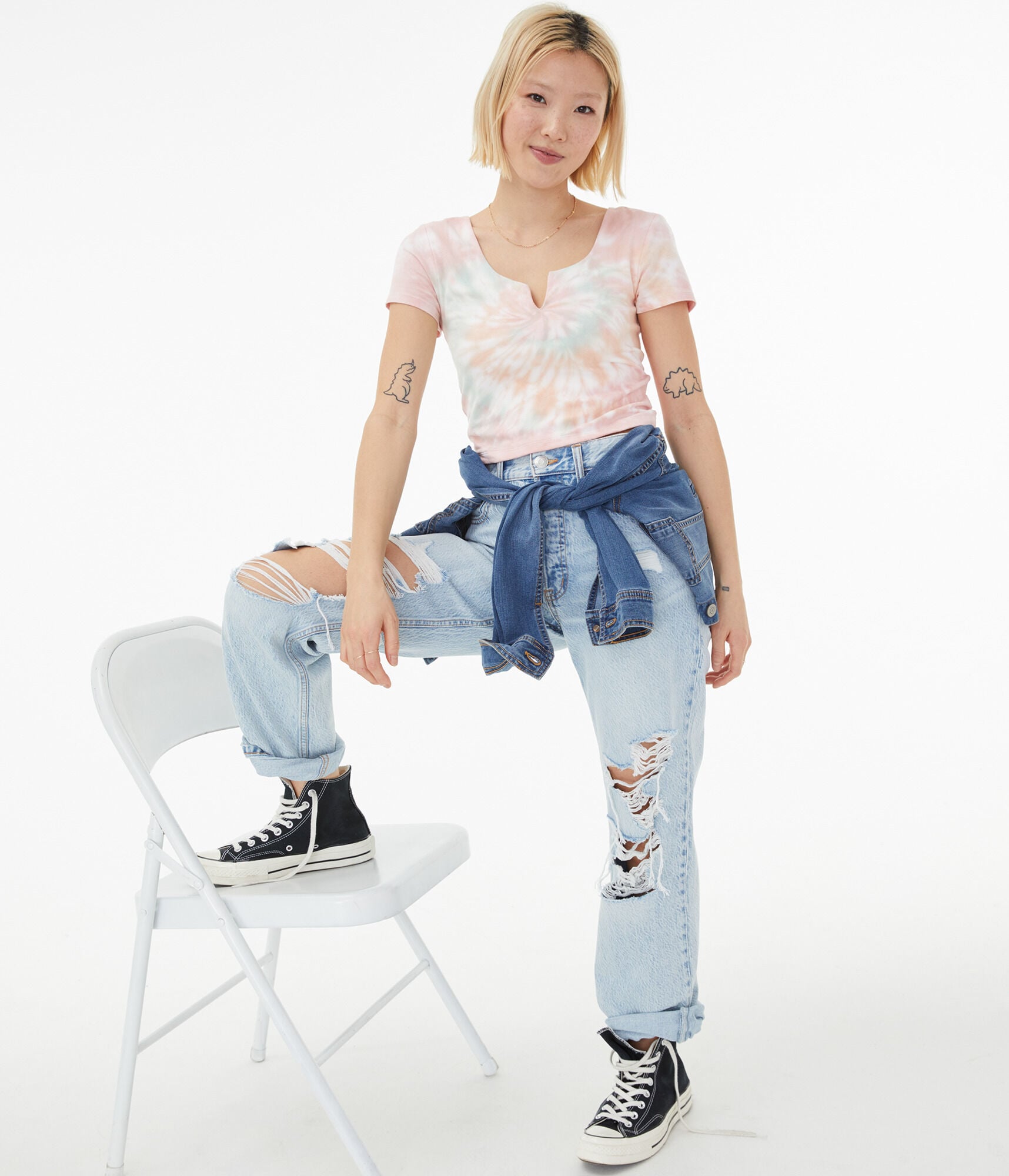 Seriously Soft Tie-Dye Notch-Neck Cropped Baby Tee