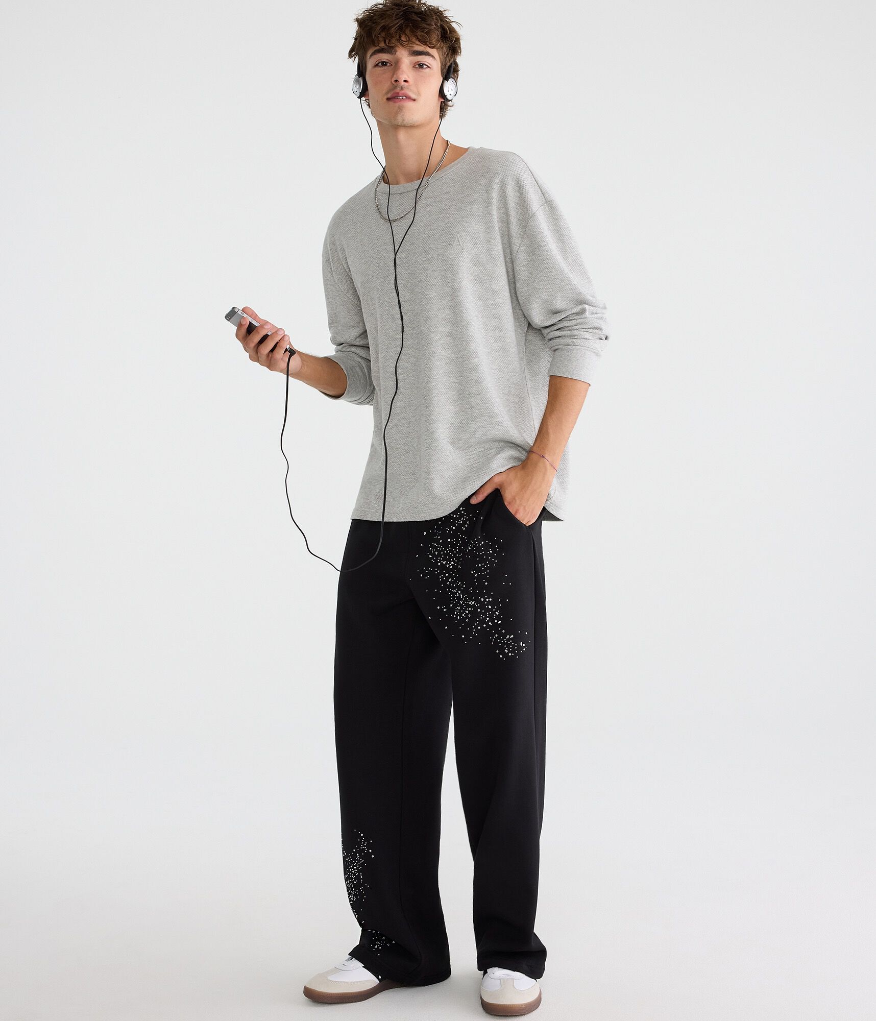 Cloud Soft Rhinestone Baggy Sweatpants