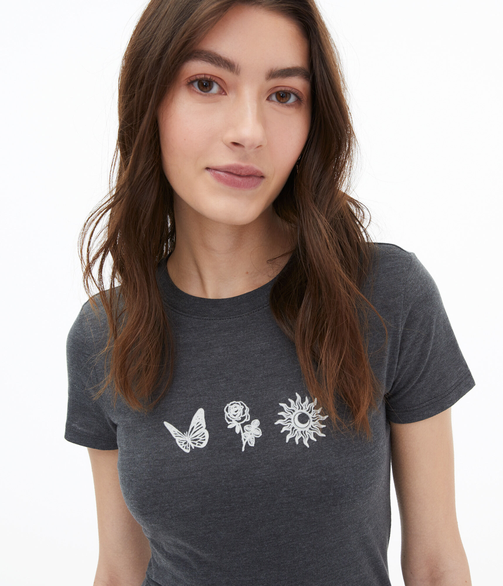 Butterfly Rose Sun Flocked Graphic Tee