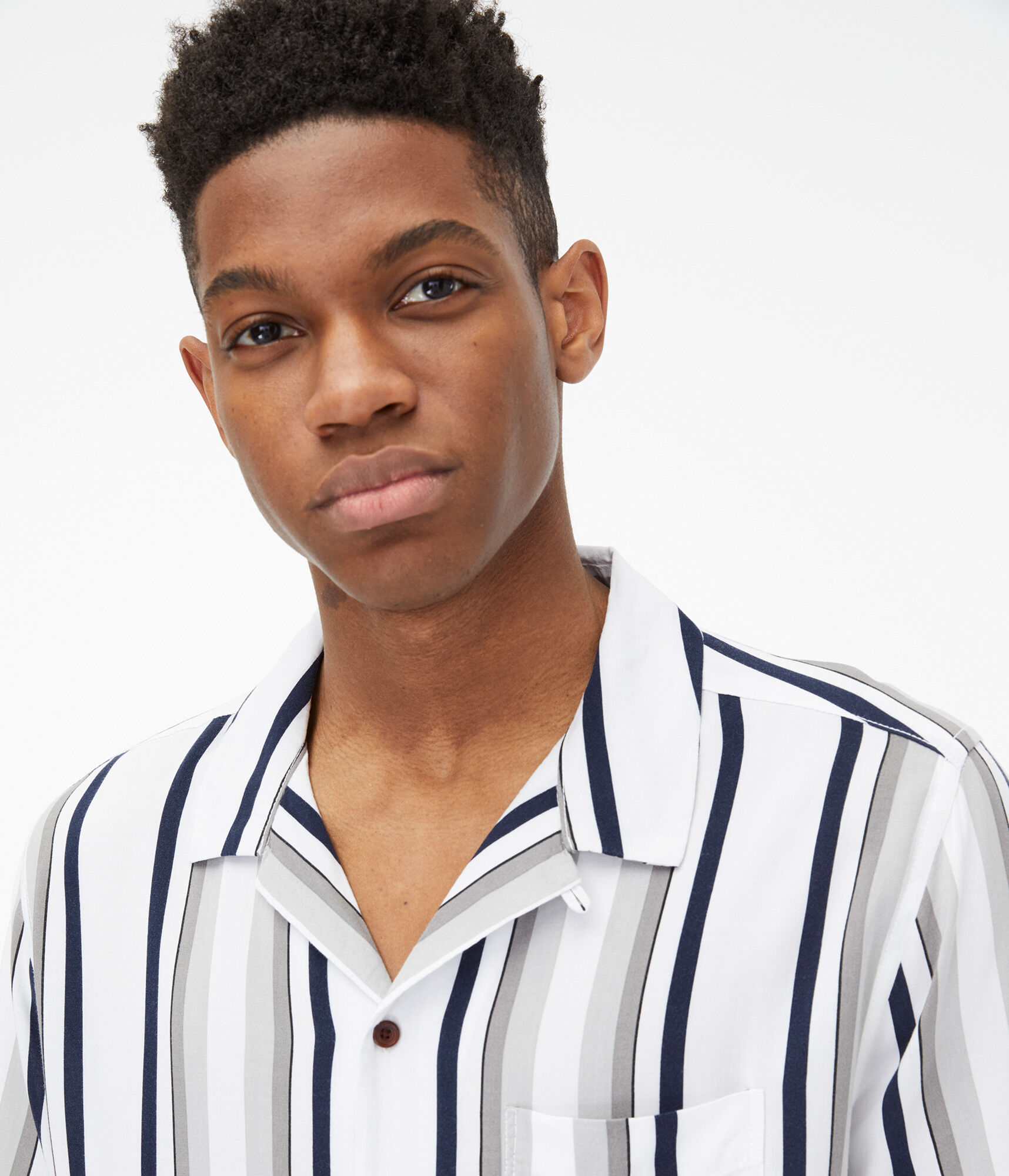 Vertical Stripe Button-Down Resort Shirt