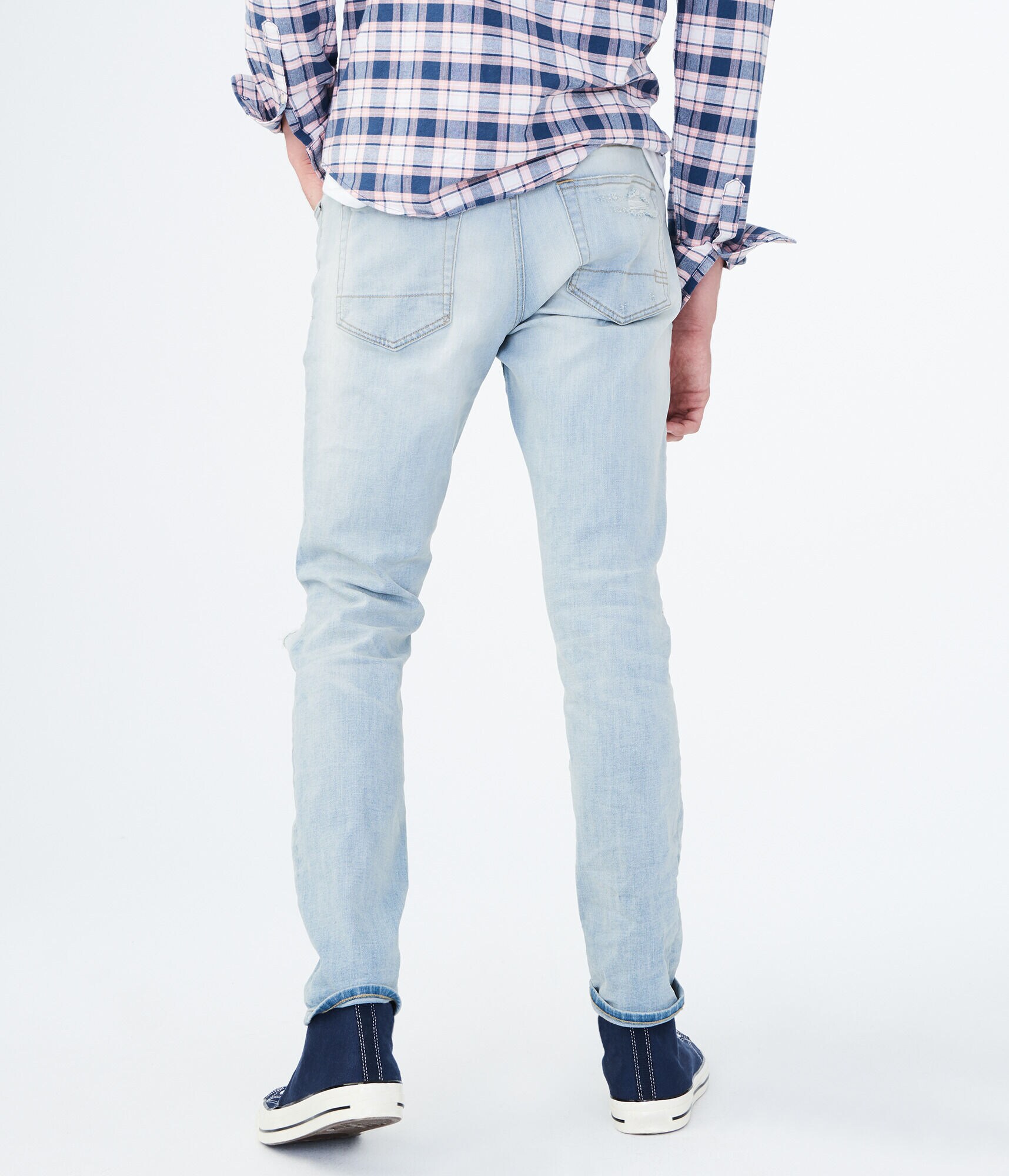 Super Skinny Light Wash Destroyed Stretch Jean