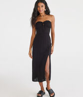 Solid Sweetheart Strapless Midi Dress