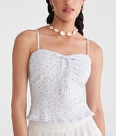 Floral Lace-Trim Tube Top