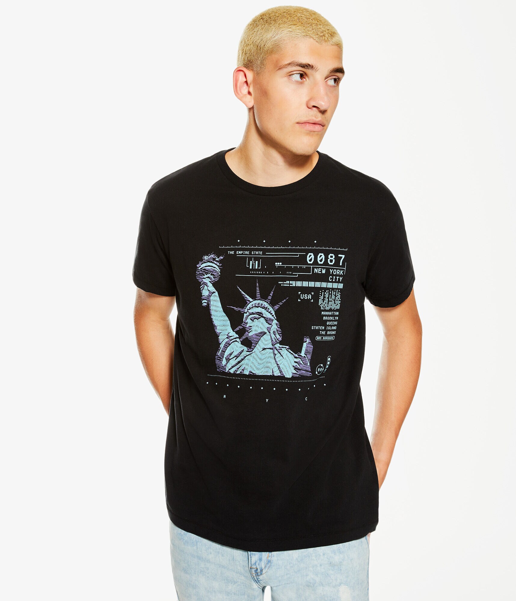 Digital Statue Of Liberty Graphic Tee