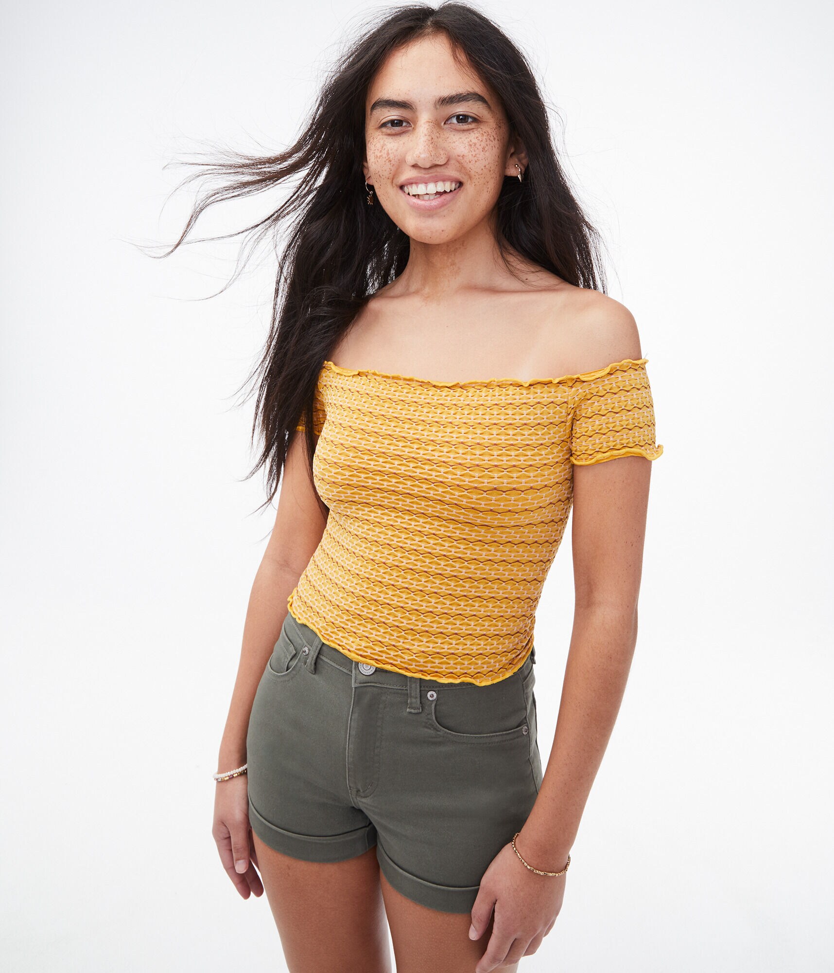 Seamless Smocked Off-The-Shoulder Top