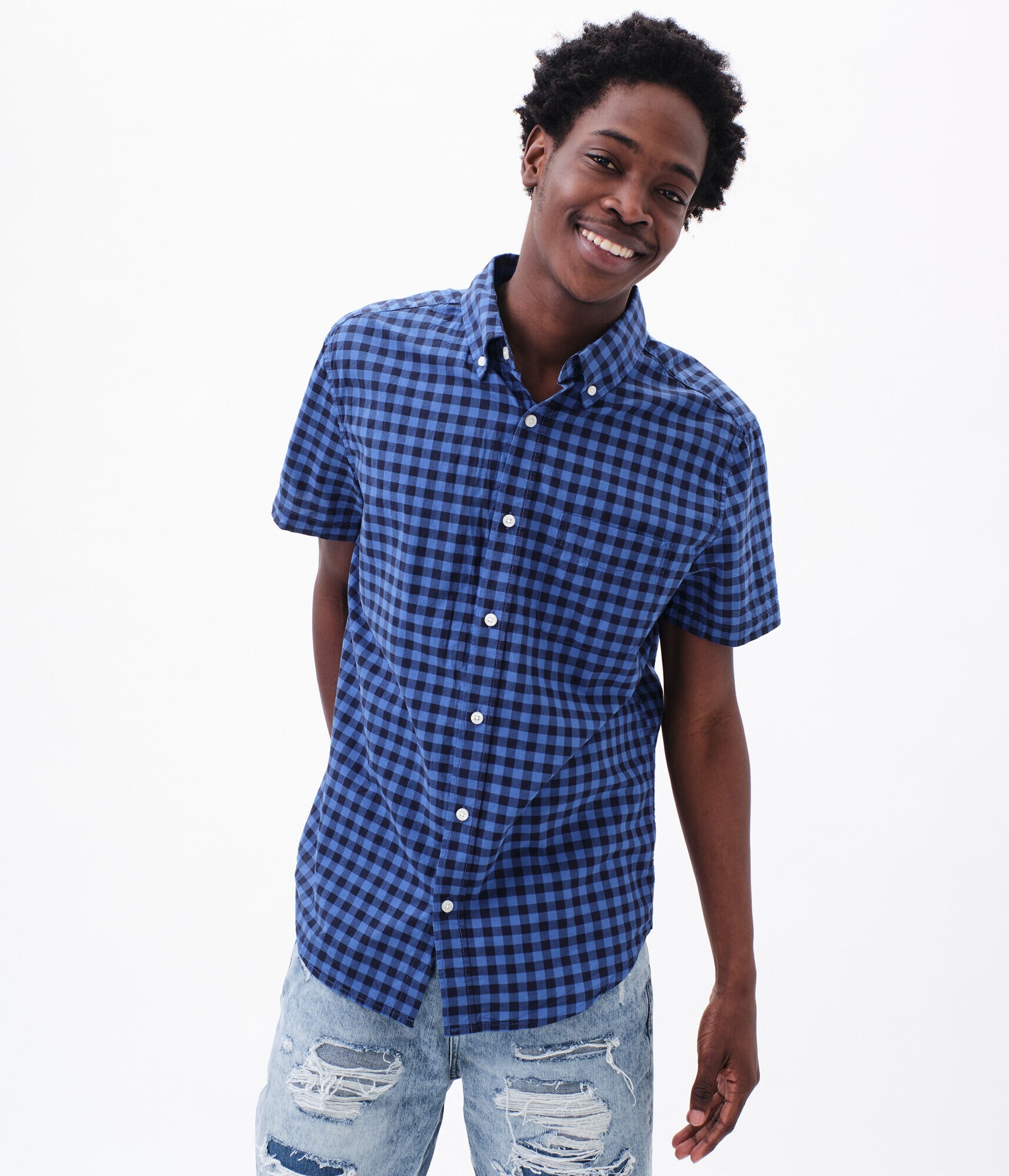 Gingham Button-Down Shirt