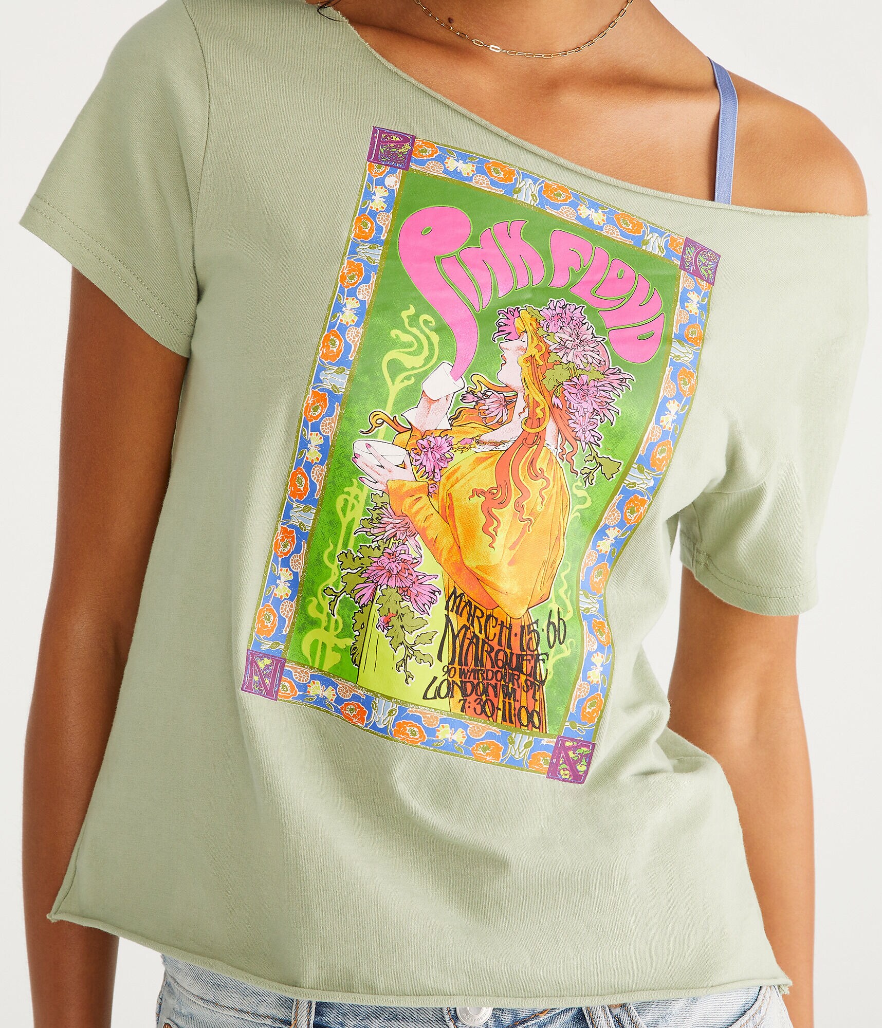 Pink Floyd Off-The-Shoulder Graphic Tee