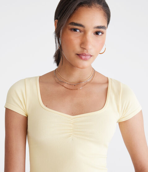 Buttery Soft Cropped Cinch-Front Tee Buttery Soft Cropped Cinch-Front Tee