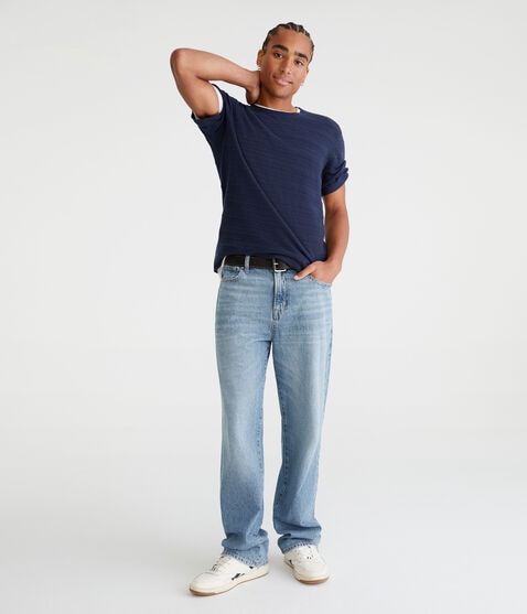 Horizontal Textured Stripe Sweater Tee Horizontal Textured Stripe Sweater Tee