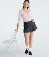 Long Sleeve Cinch-Front V-Neck Crop Top