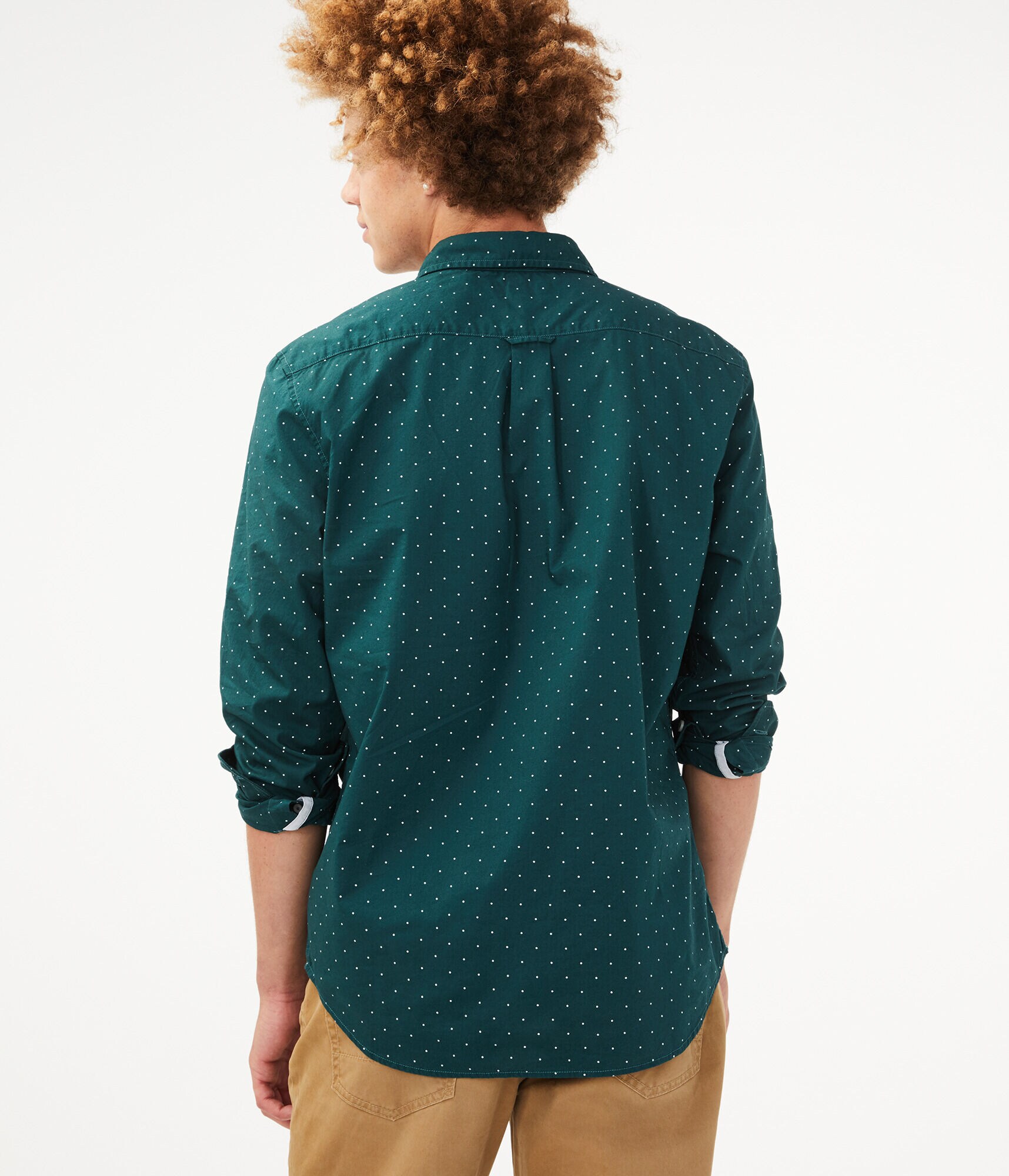Long Sleeve Dot Button-Down Shirt