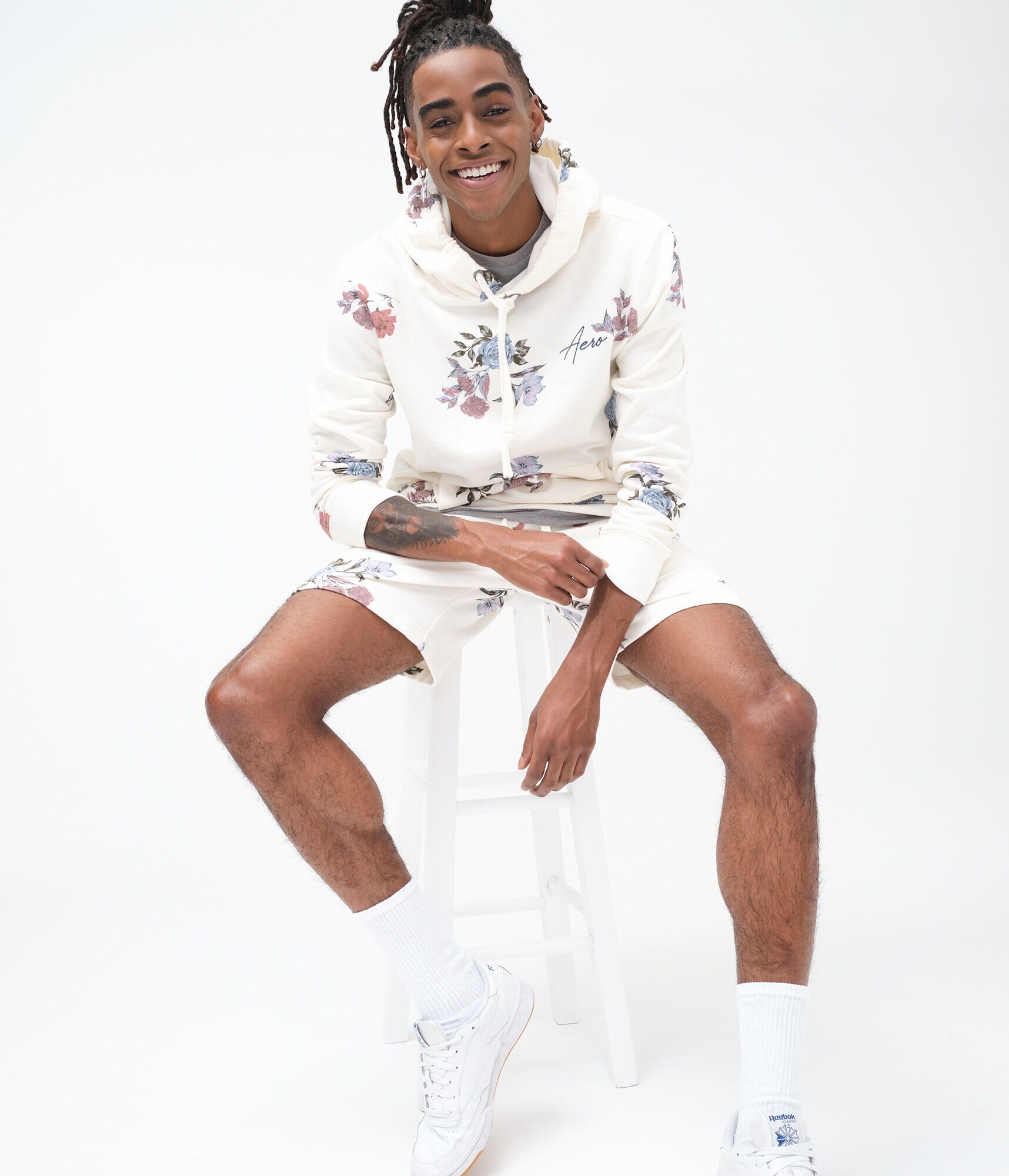 Aero Script Floral Pullover Hoodie