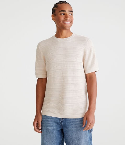 Horizontal Textured Stripe Sweater Tee Horizontal Textured Stripe Sweater Tee