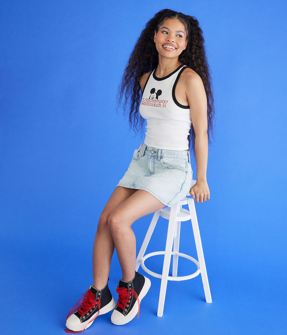 Mickey & Friends | Aero Mickey Mouse Cropped High-Neck Ringer Tank