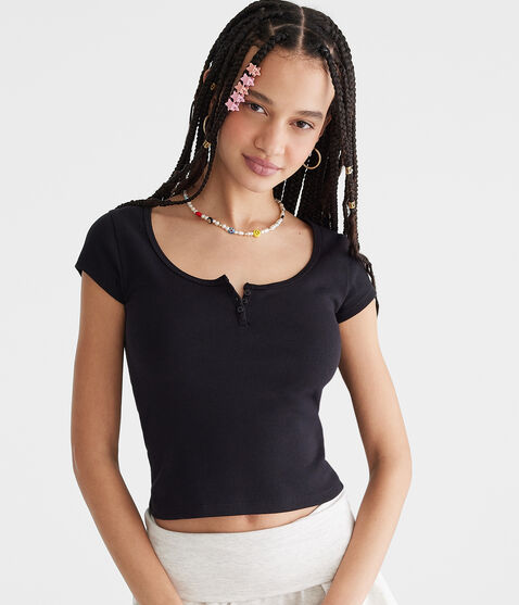 Seriously Soft Henley Tiny Top Seriously Soft Henley Tiny Top