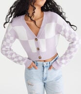 Checkered Cropped Cardigan