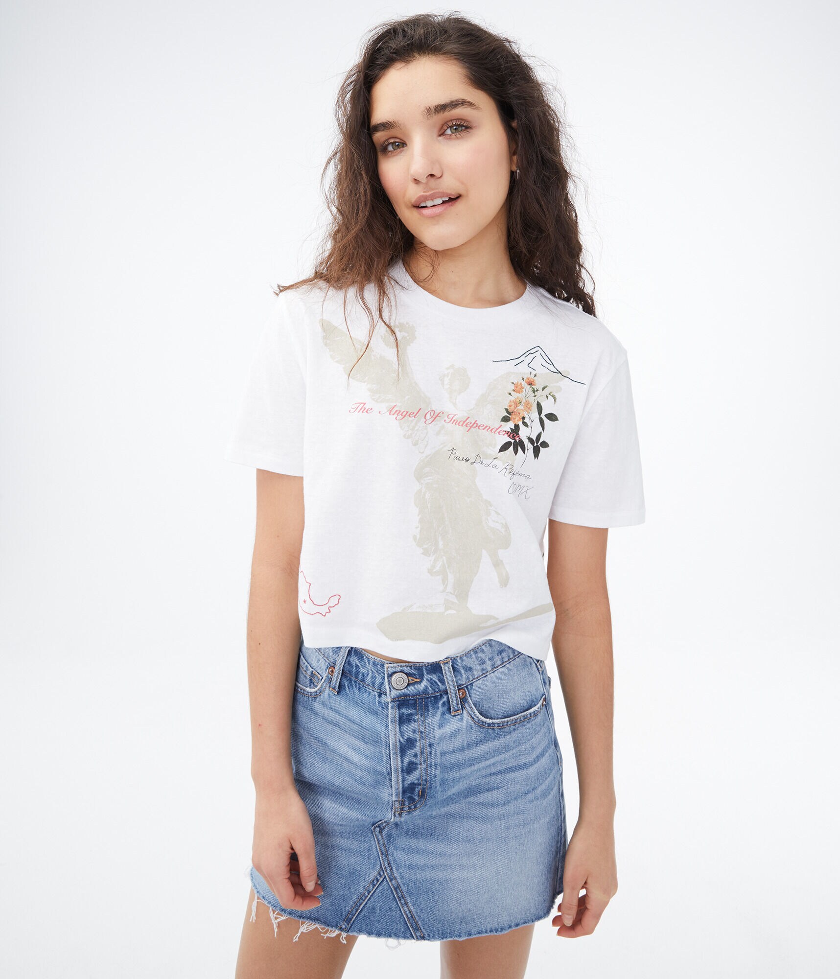Mexico City El &Aacute;ngel Cropped Boxy Graphic Tee