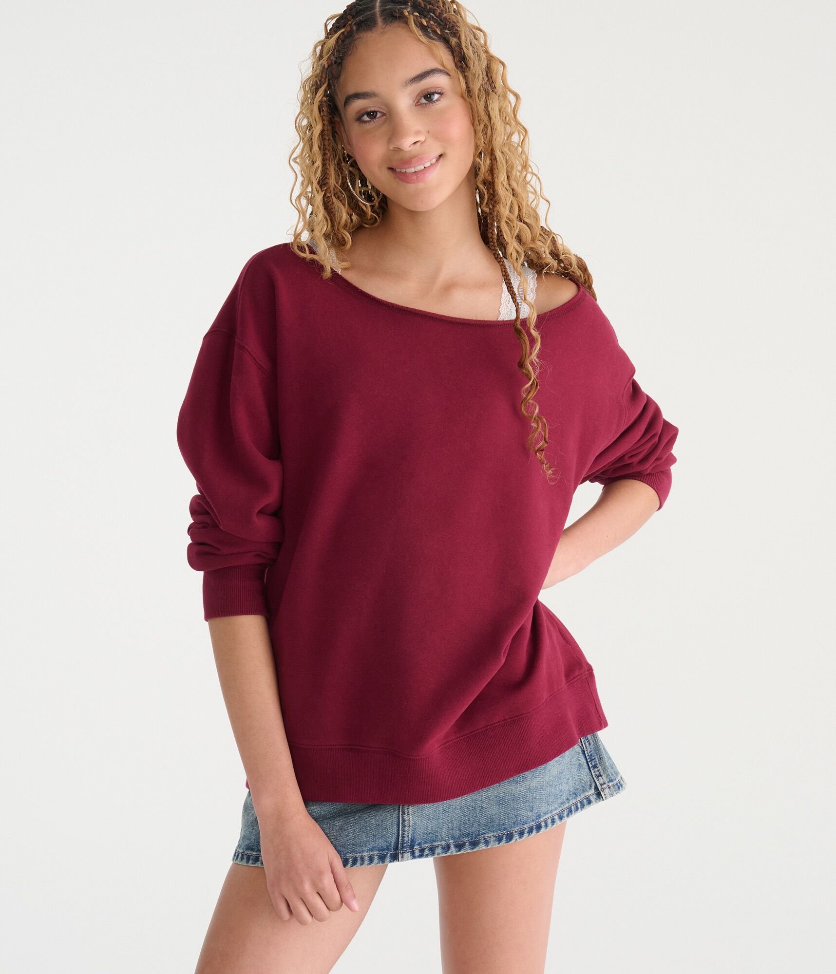 Cloud Soft Oversized Off-The-Shoulder Sweatshirt