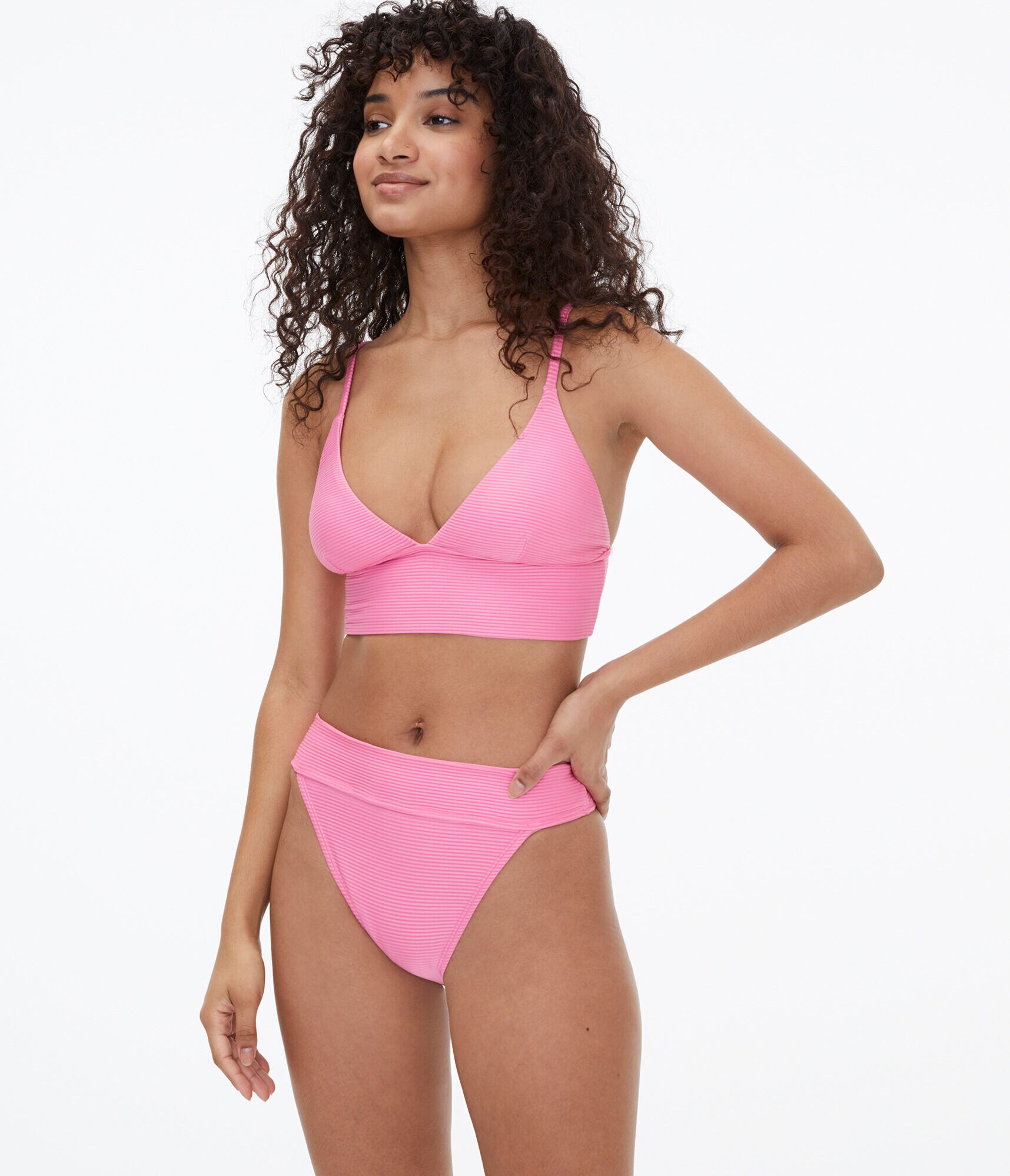 Solid Ribbed Ultra High-Waisted Cheeky Bottom