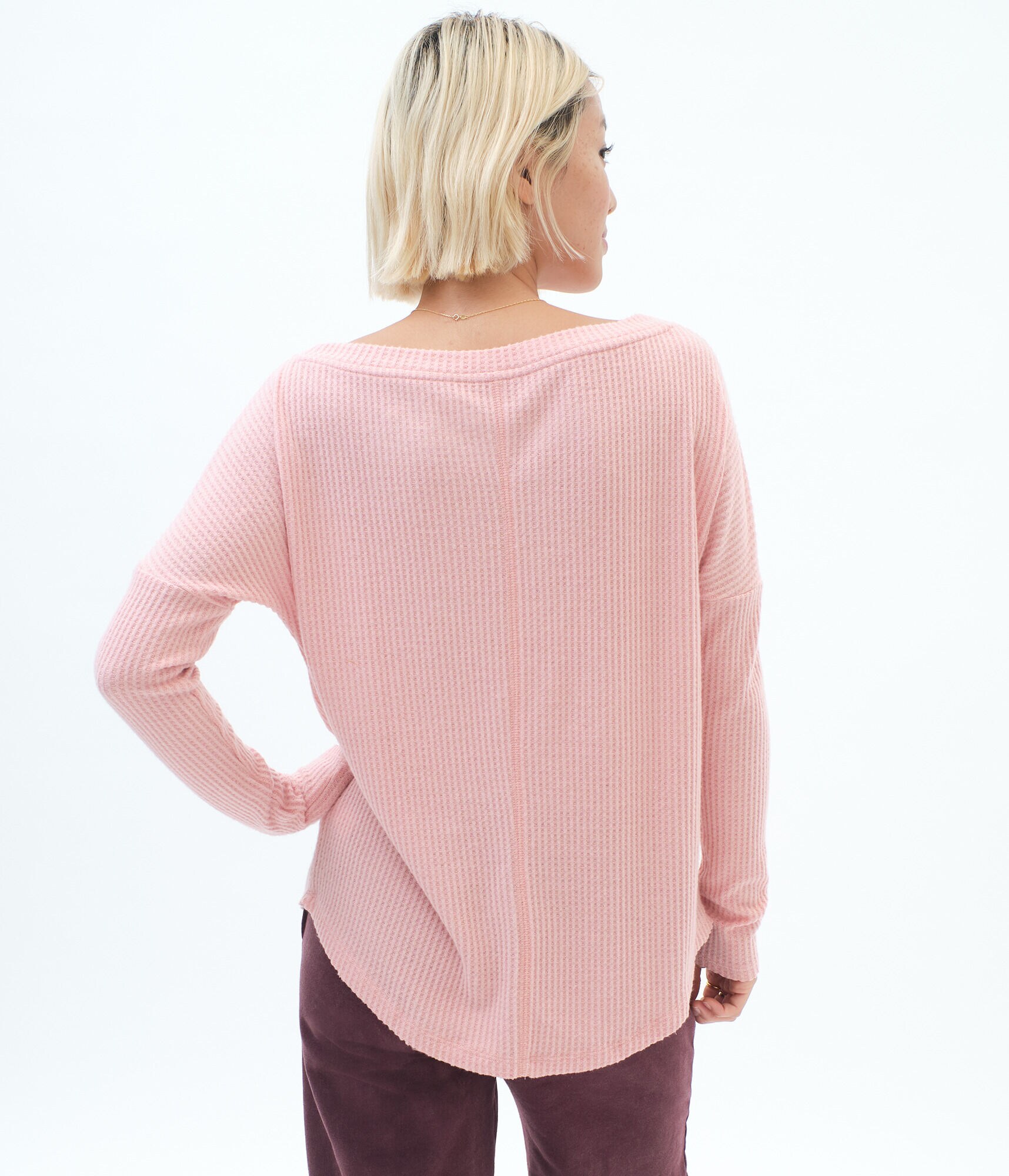 Long Sleeve Waffle-Knit Tee
