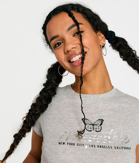 Aeropostale Butterfly Foil Graphic Tee Aeropostale Butterfly Foil Graphic Tee