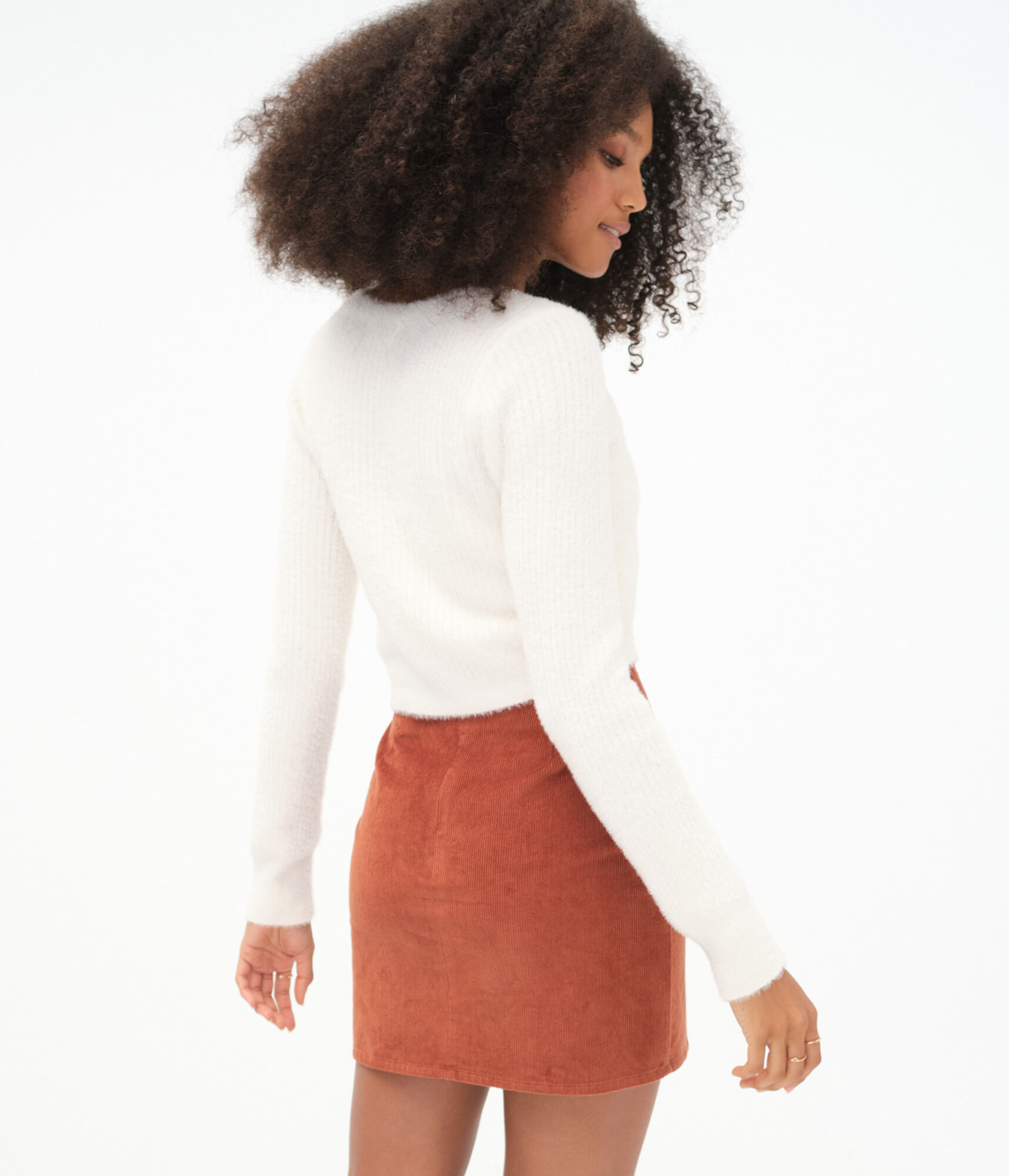 Fuzzy Ribbed Cropped Cardigan