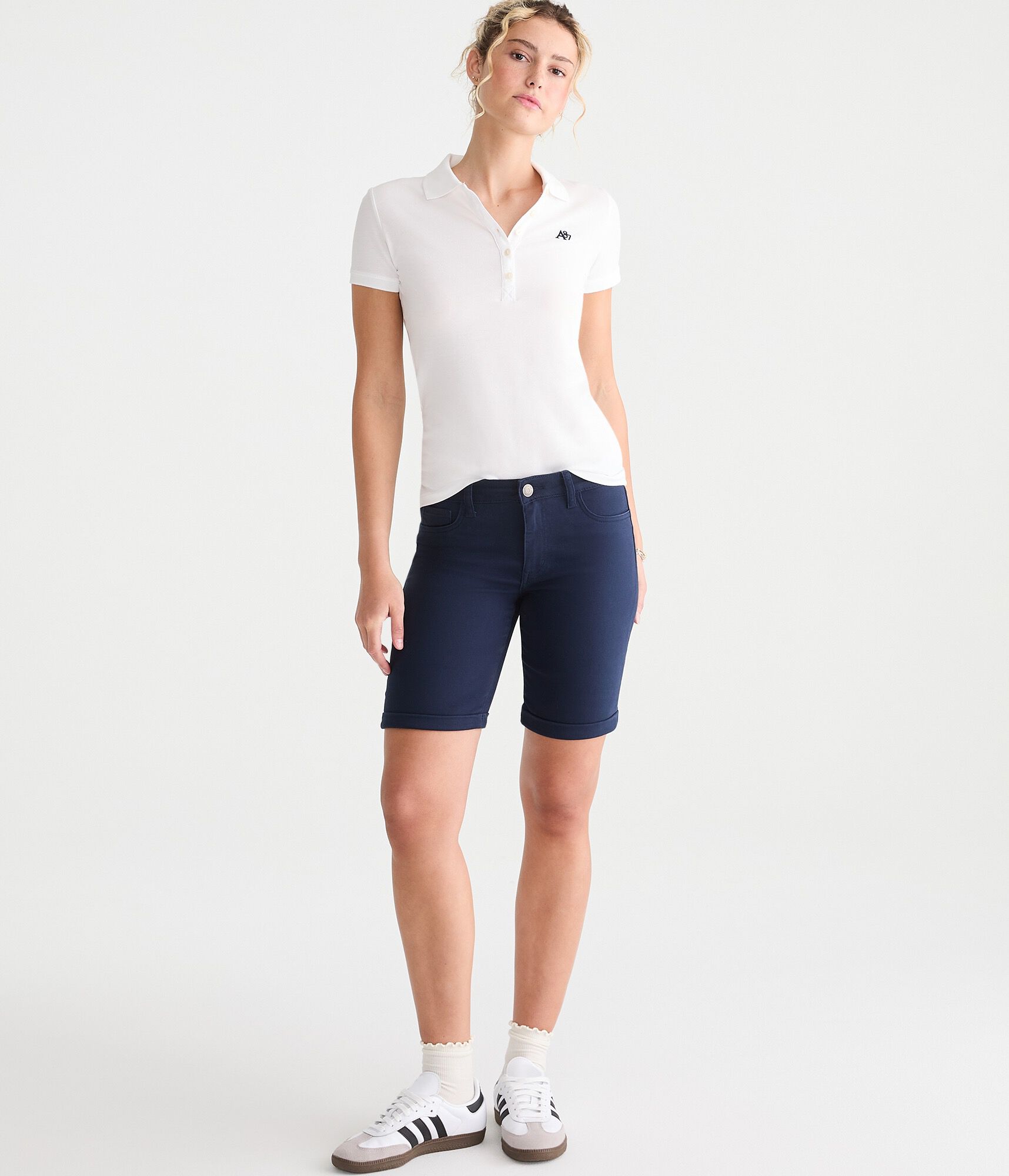 Mid-Rise Uniform Bermuda Shorts