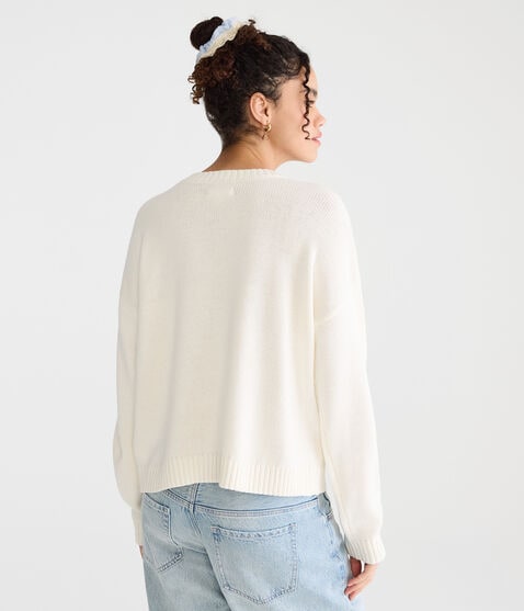 Greek Flag Slouchy Crew Sweater Greek Flag Slouchy Crew Sweater