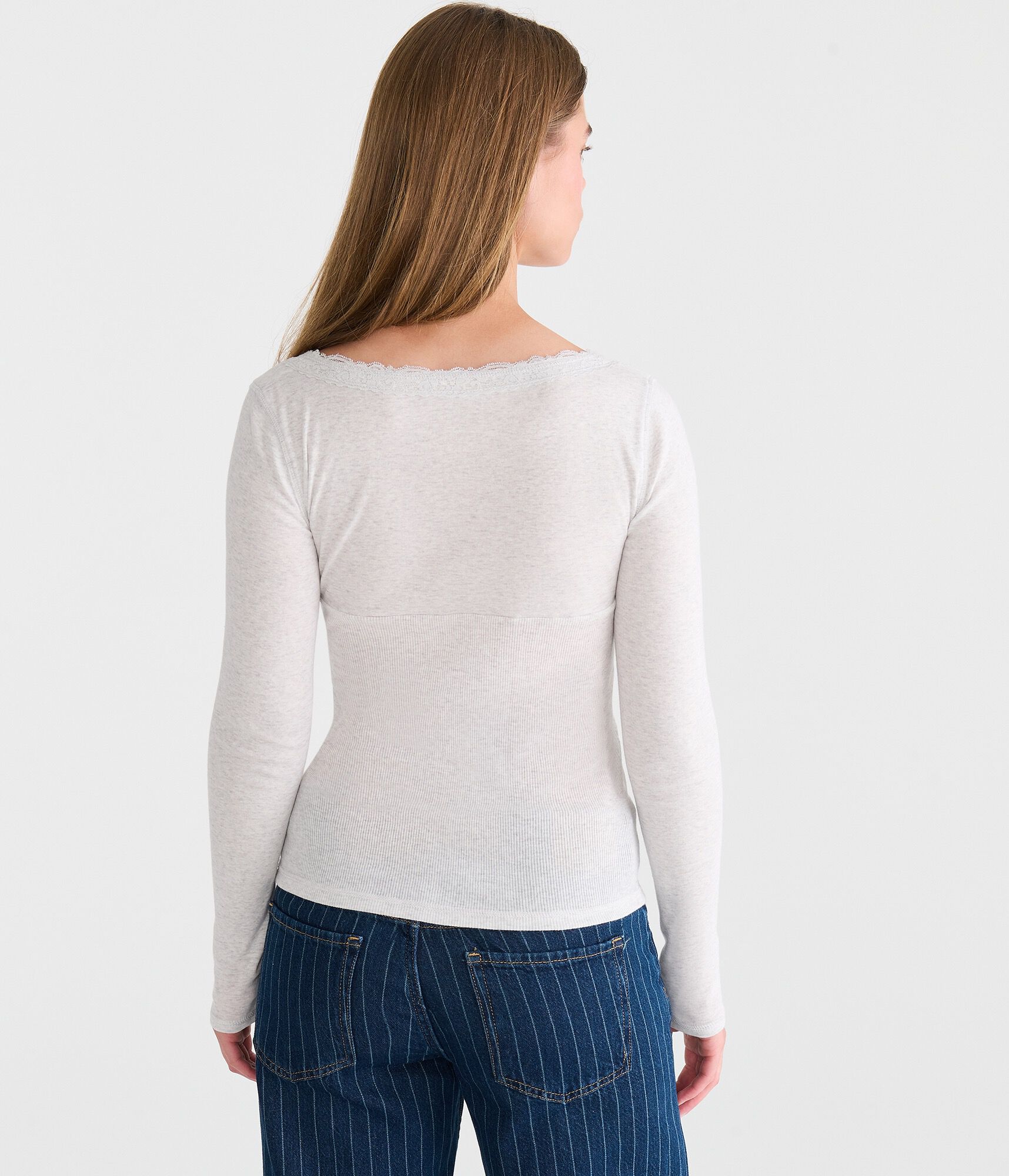 Long Sleeve Seriously Soft Y2K Lace V-Neck Tee