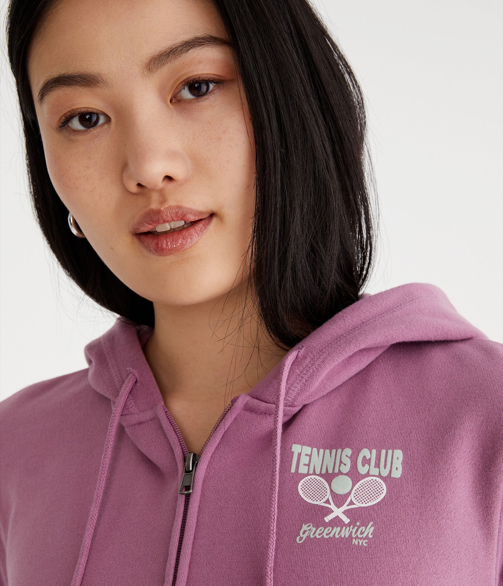 Greenwich Tennis Club Cropped Full-Zip Hoodie