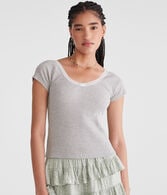 Seriously Soft Lace-Trim Shrunken Tee