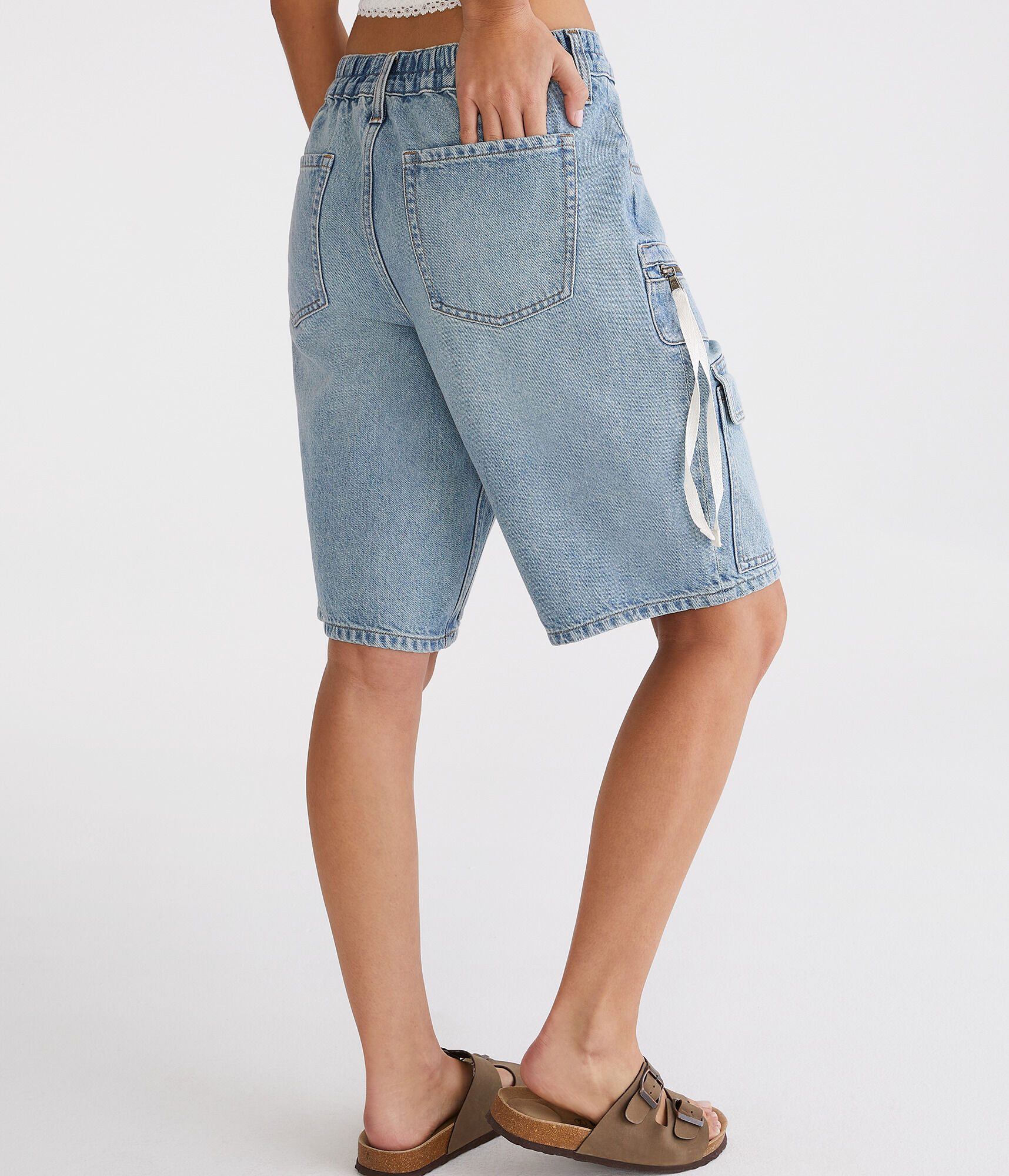 Denim Cargo Bermuda Shorts - Main Image