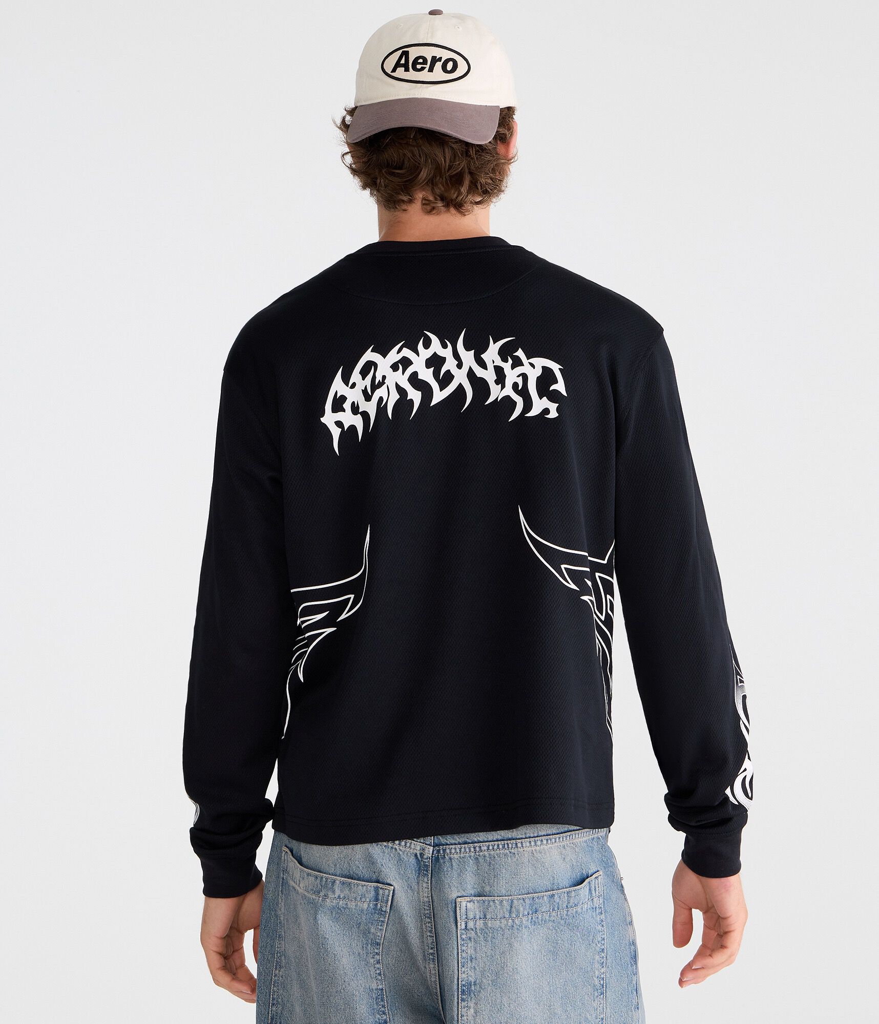 Long Sleeve Tribal Tattoo Boxy Mesh Jersey