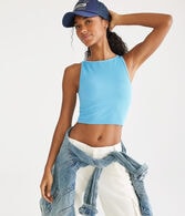 Seriously Soft Seamless Cropped Boat-Neck Tank
