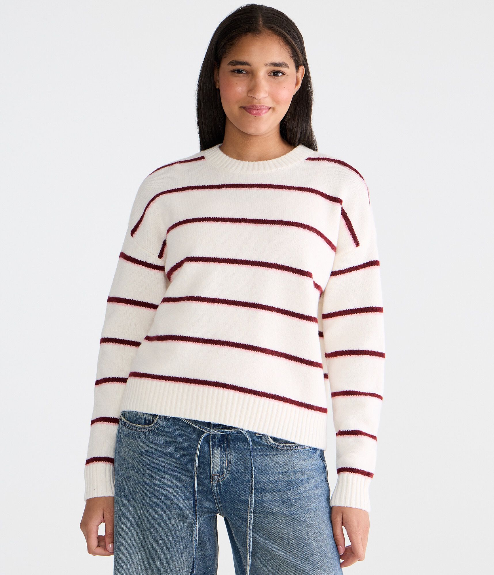 Striped Cozy Crew Sweater
