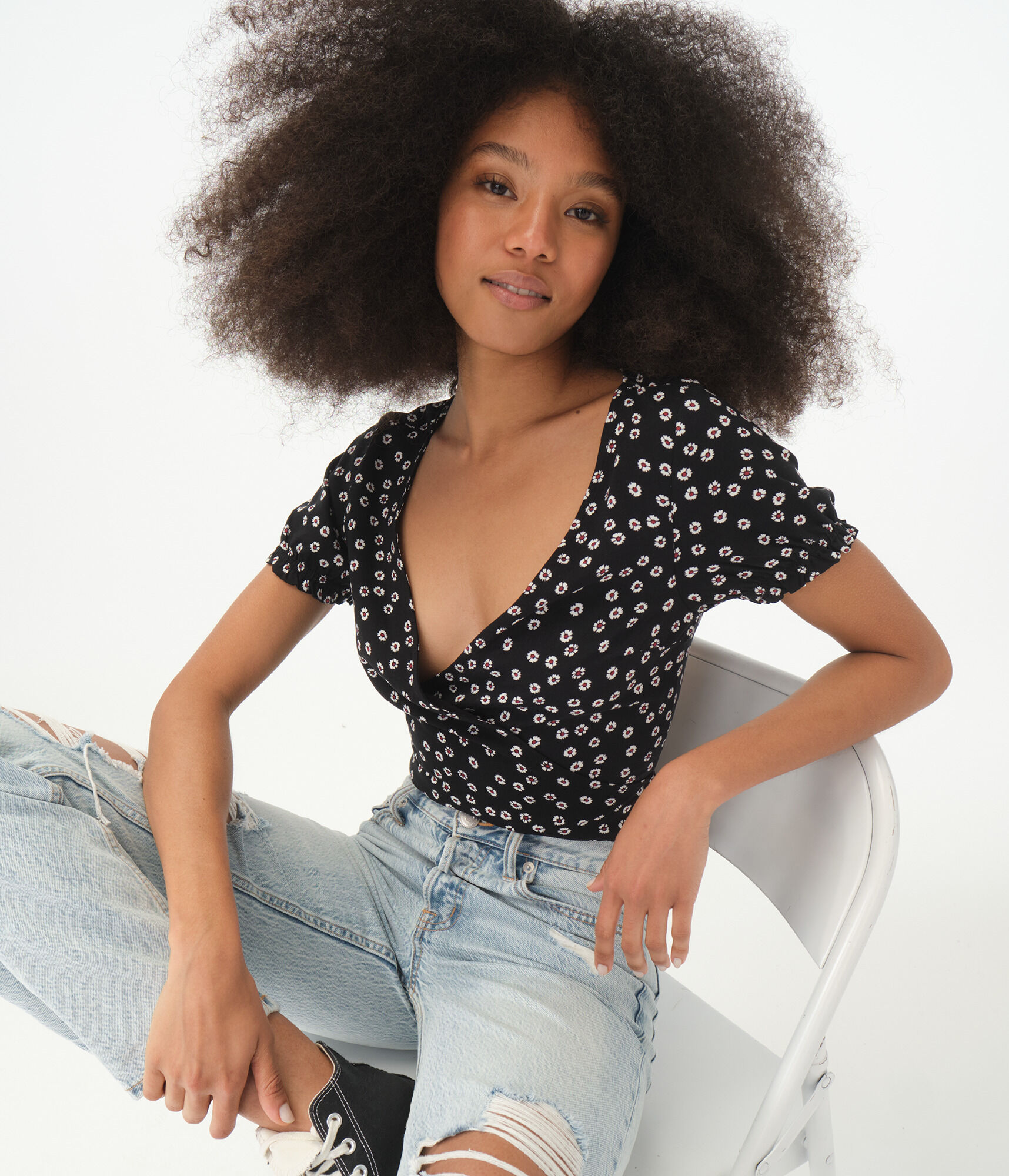 トップス Ann Floral Tie-Back Crop Top