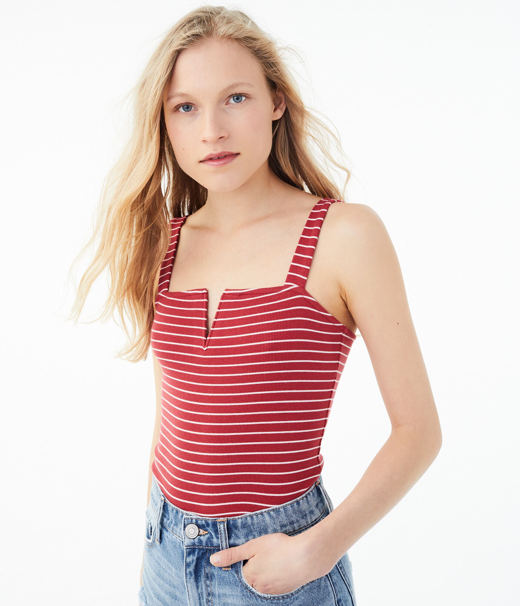 Seriously Soft Striped V-Notch Tank