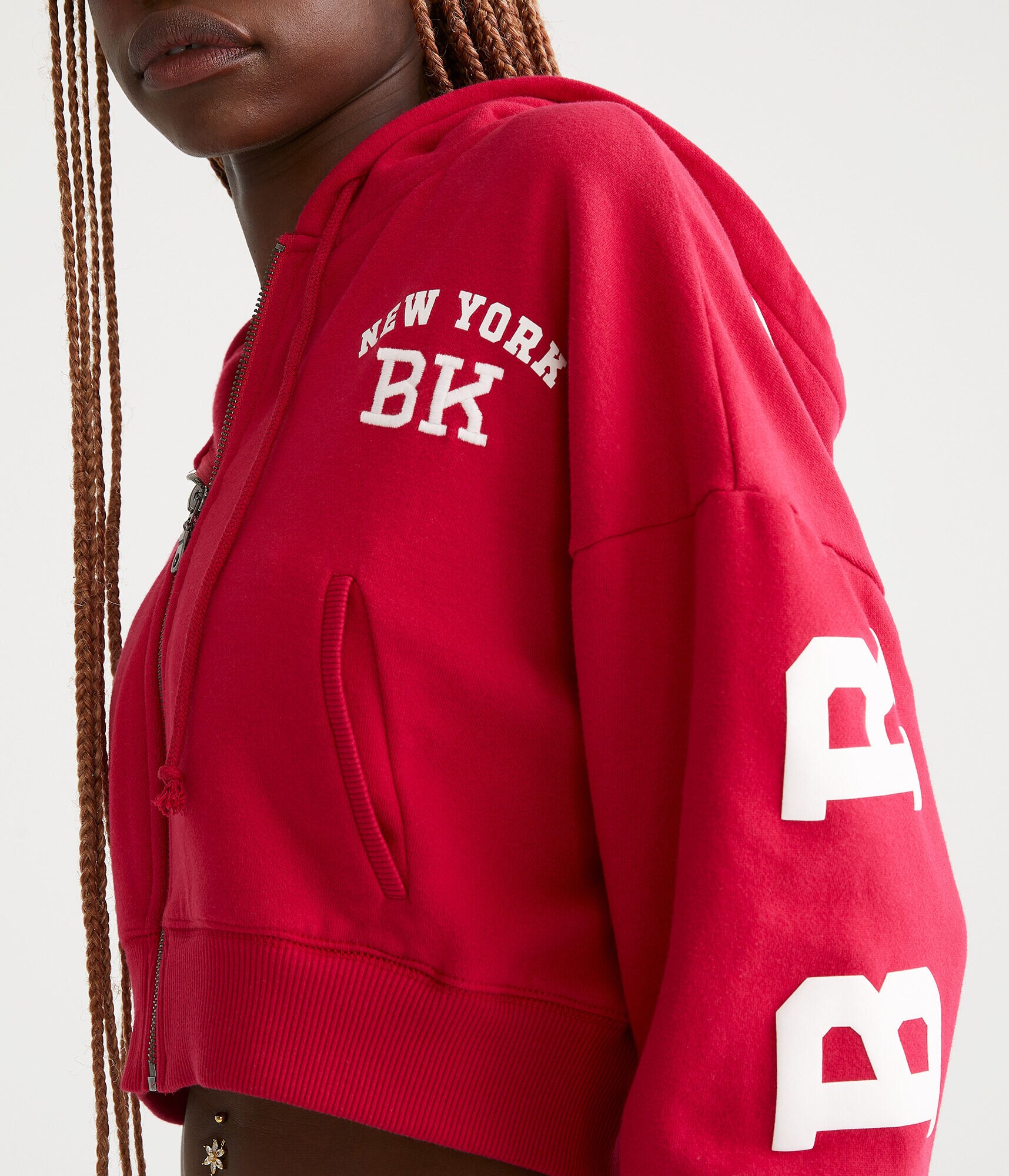 Brooklyn Oversized Cropped Full-Zip Hoodie