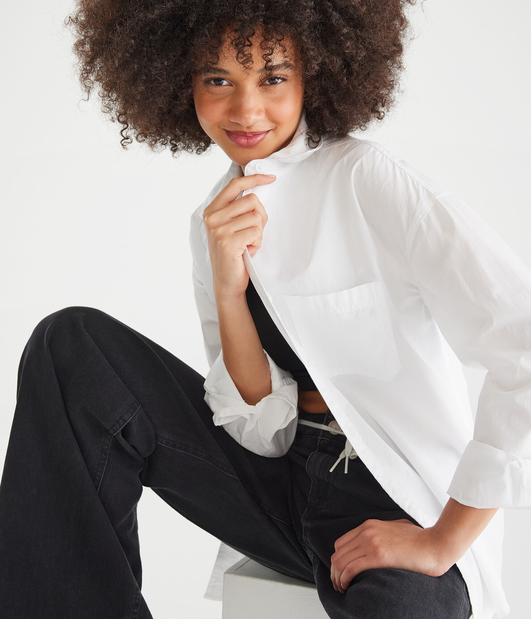 Long Sleeve Oversized Poplin Shirt