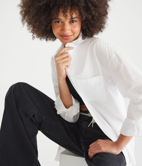 Long Sleeve Oversized Poplin Shirt Long Sleeve Oversized Poplin Shirt