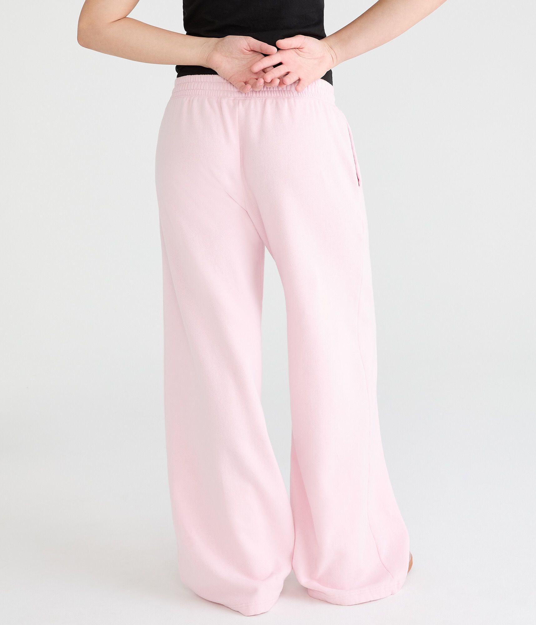 Cloud Soft Floral Waistband Mid-Rise Wide Leg Sweatpants