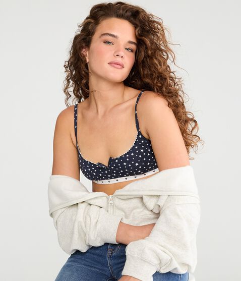 Stars Cotton Henley Bralette Stars Cotton Henley Bralette