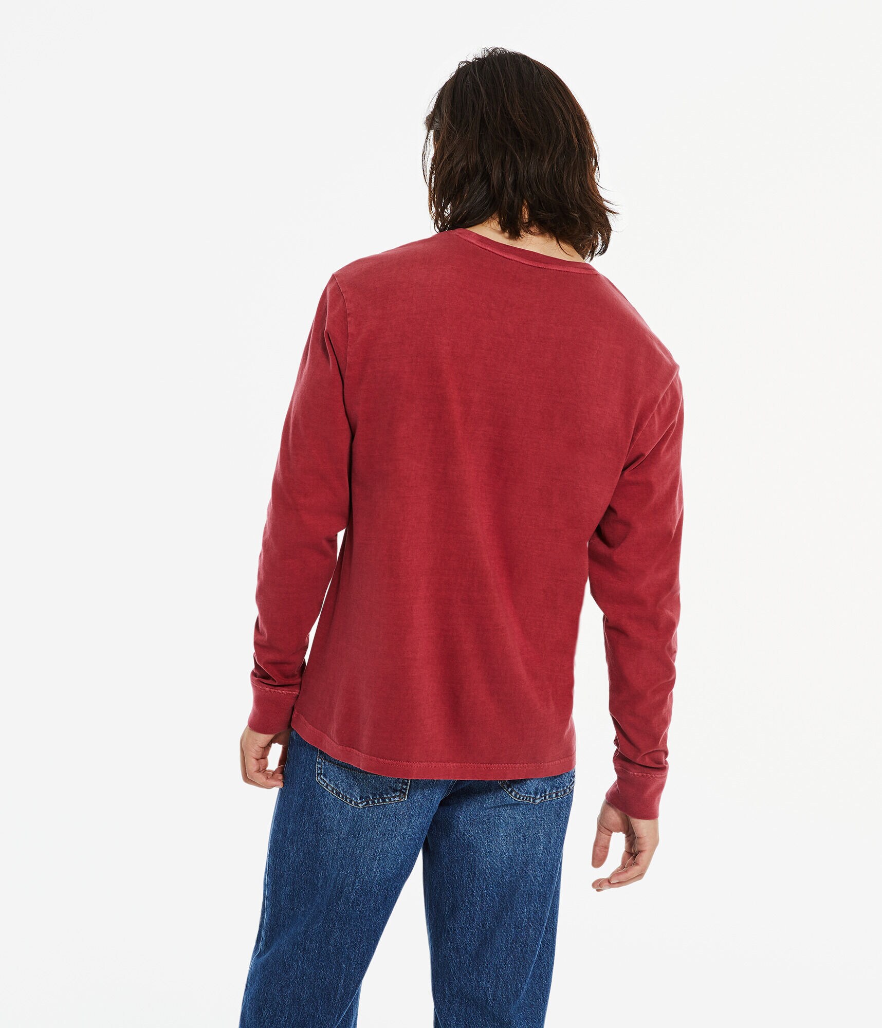 Long Sleeve Washed Pocket Crew Tee