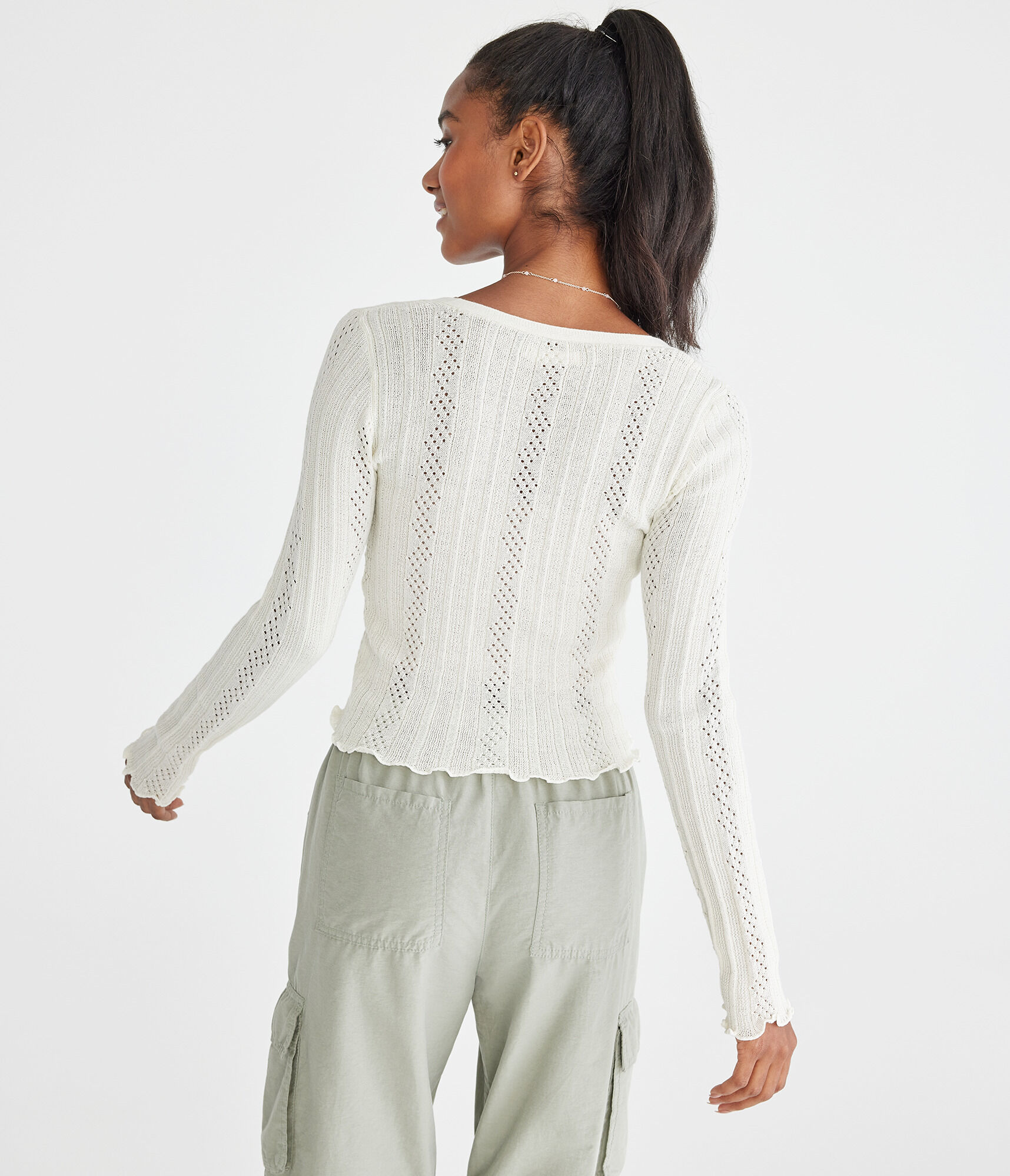 Long Sleeve Textured Cropped Cardigan