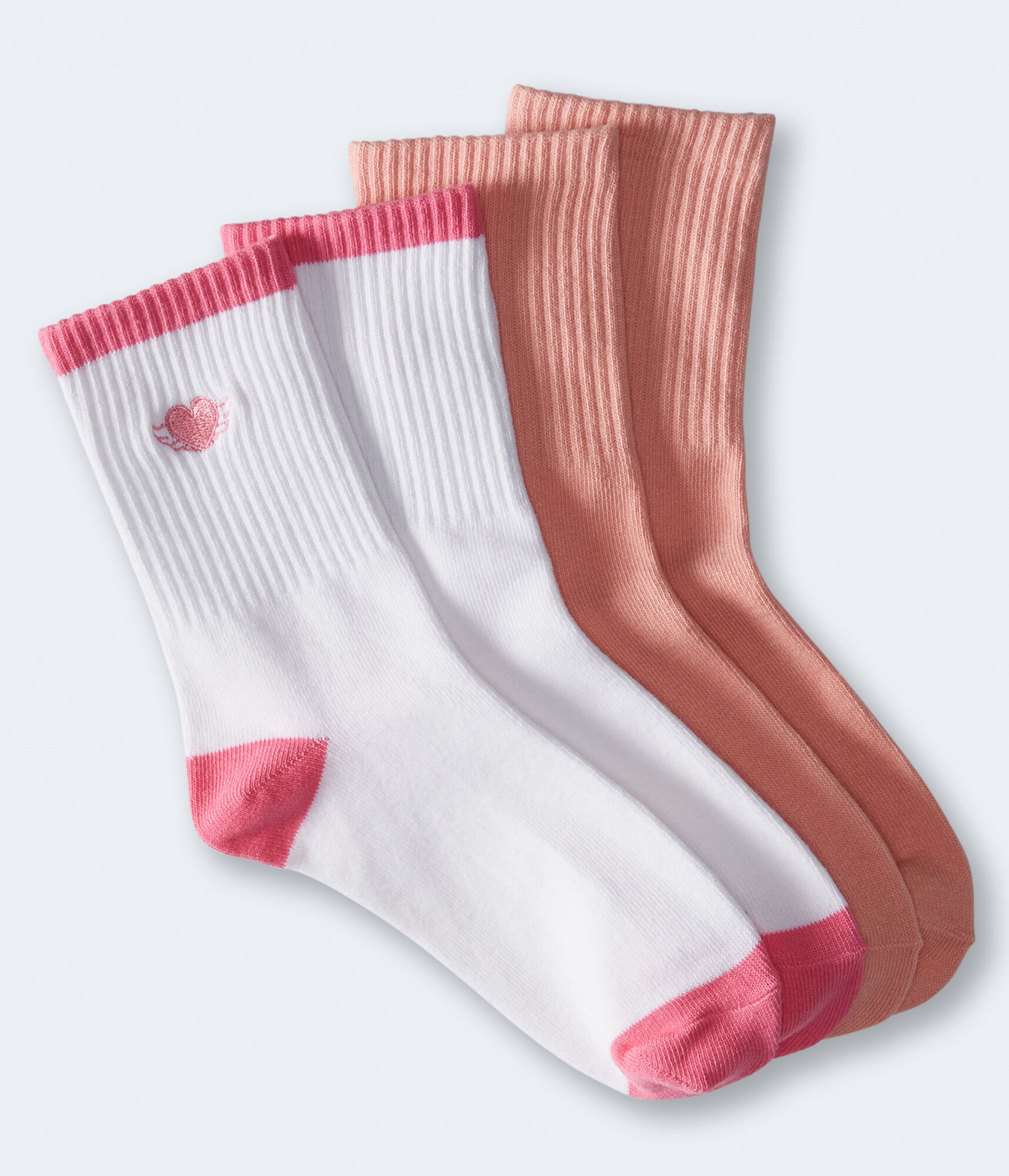 Winged Heart &amp; Solid Crew Sock 2-Pack